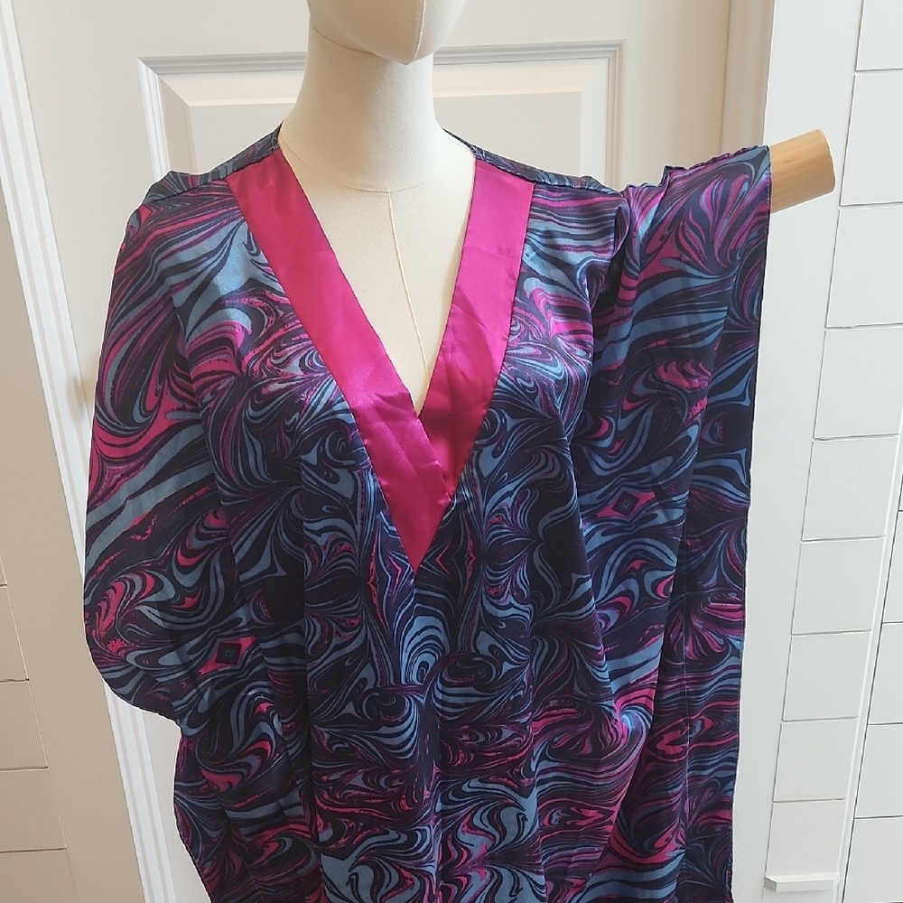 Elegant Pink and Blue Swirl Dress